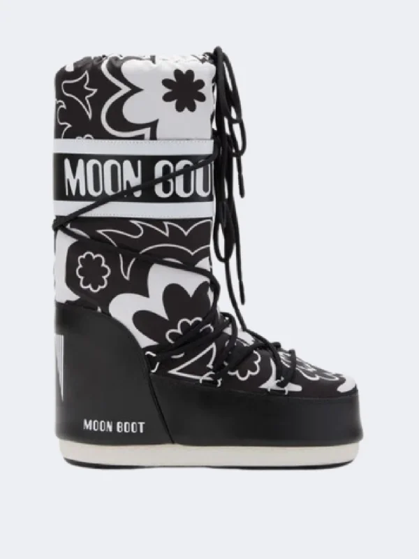 Moon Boot Icon Flower Women Skiing After Ski Black/White