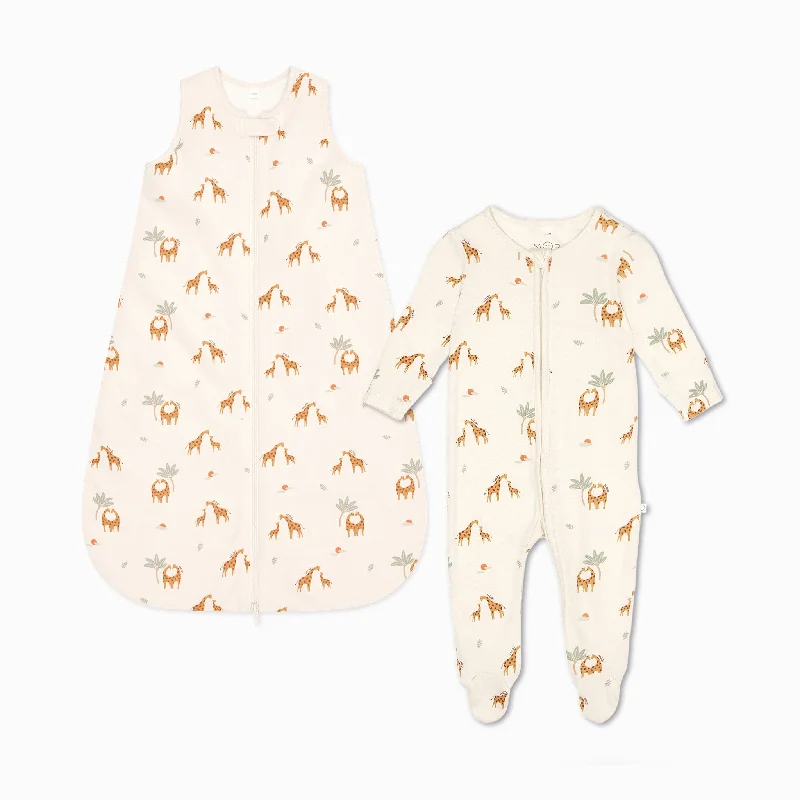 Giraffe Print Front Opening Bedtime Set 1.5 TOG