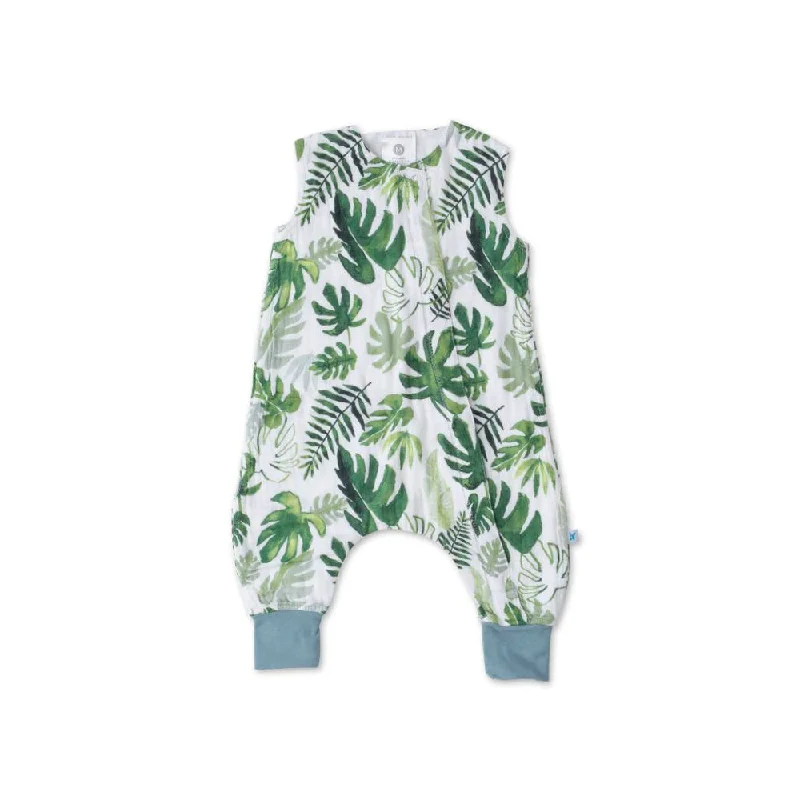 Little Unicorn - Cotton Muslin Sleep Romper - Tropical Leaf