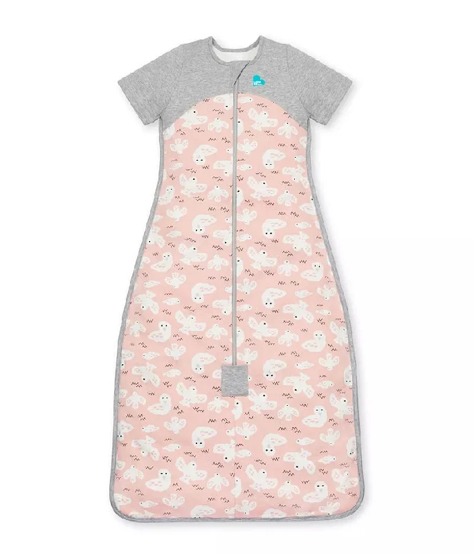 Love To Dream Organic Cotton Fleece Short Sleeve Sleep Bag 1.0 TOG - Dusty Pink Doves