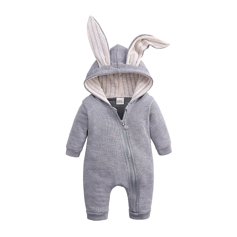 Onesie with Rabbit Ears - Grey