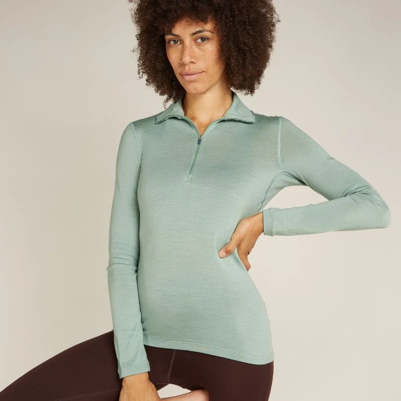 icebreaker Merino Base Layer Women's 260 Tech Top Long Sleeve Half Zip - Moss