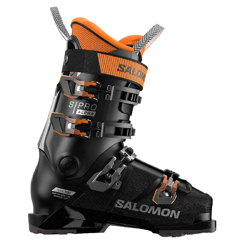 Salomon Men's S/Pro Alpha 100 Ski Boot 2025 Black/Dark Grey Met/Orange Tiger